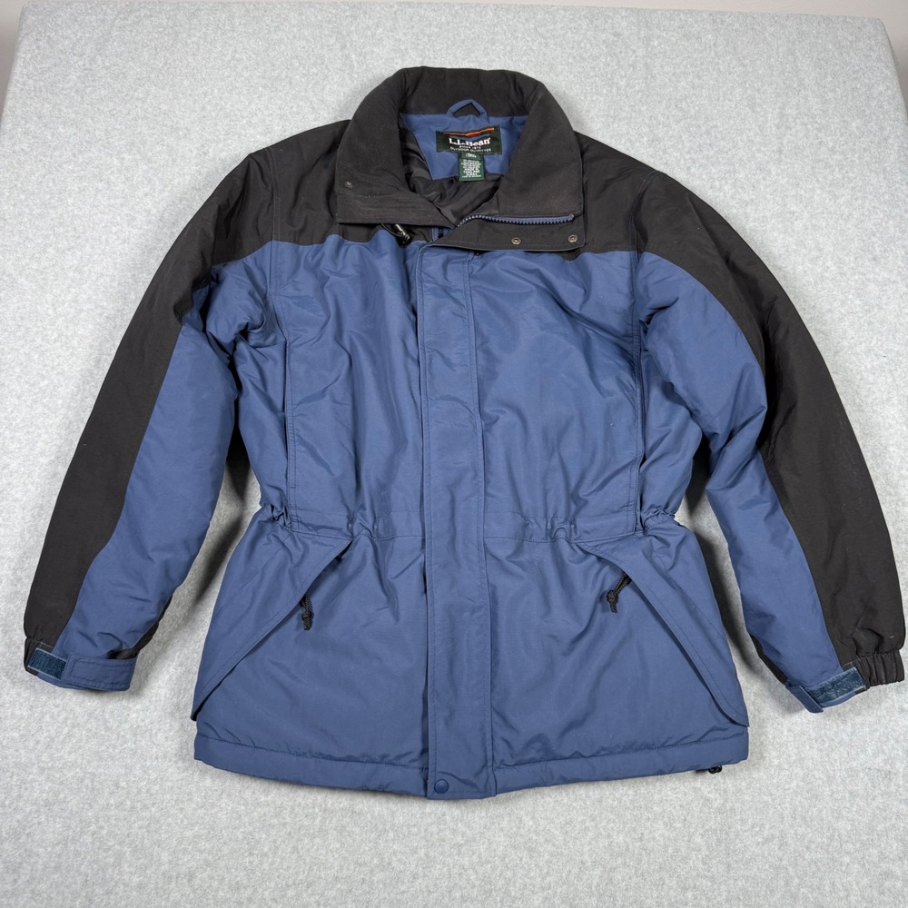 LL Bean Vintage 90s Large Thinsulate Parka Jacket Blue Black Winter Ski Gorpcore